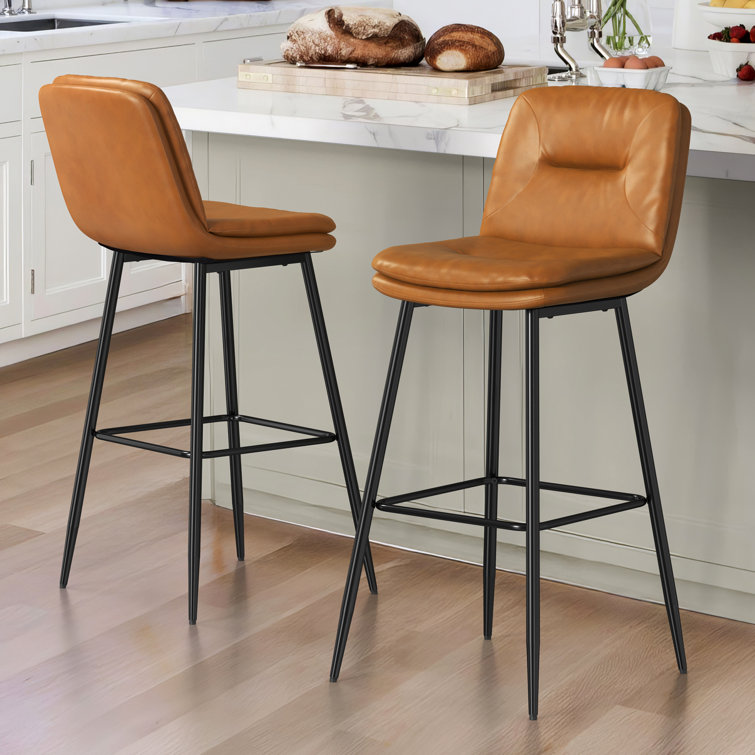 Pelayo Upholstered Leather Bar Counter Stool